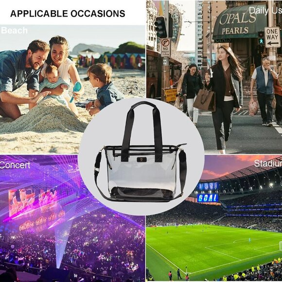 Stylish Iridescent Clear Tote Bag with Bag-in-Bag Design for Festivals & Beaches - Picture 6 of 7